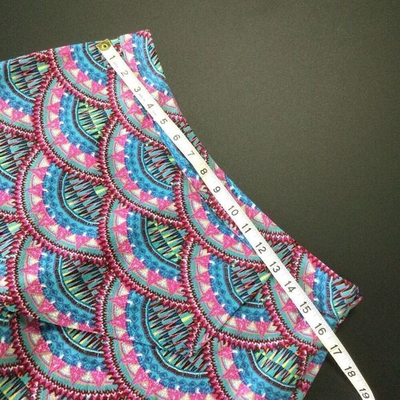 Pink Republic Womens Blue Pink Geometric Print scalloped Side Zip Skort Skirt Si - Picture 8 of 11